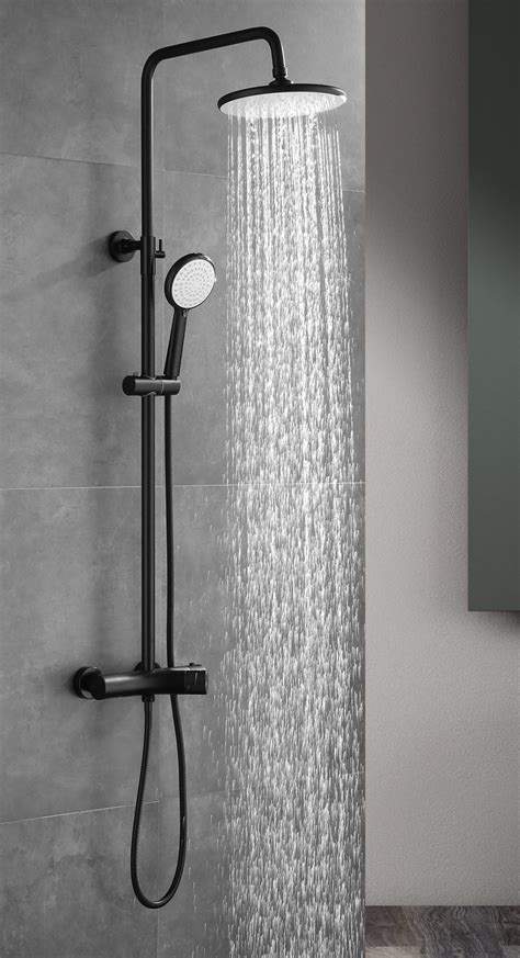 Solid Brass Luxury Round Style Shower Column Sliding Rail With Abs Shower Head And Hand Shower
