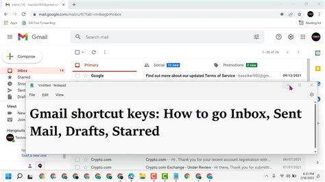 Gmail Shortcut Keys How To Go Inbox Sent Mail Drafts Starred Youtube