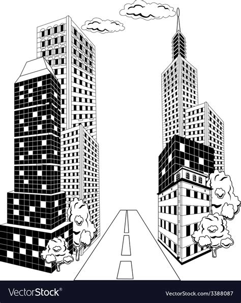 Cartoon City Downtown Royalty Free Vector Image