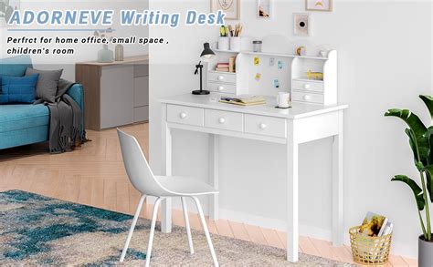 Adorneve Writing Desk With 7 Drawers Home Office Desk With