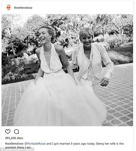 Ellen Degeneres Celebrates Nine Year Wedding Anniversary Daily Mail