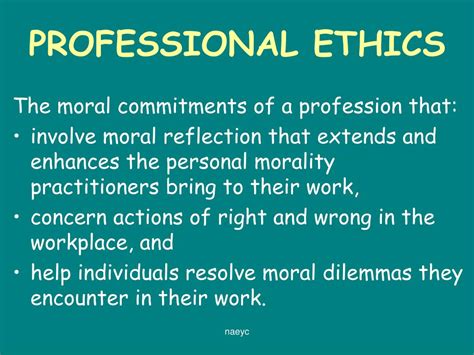 Ppt The Naeyc Code Of Ethical Conduct A Position Statement Of