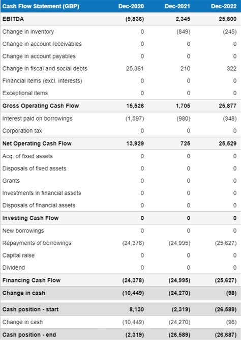 Forecasted Cash Flow Statement Template