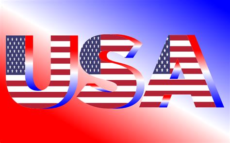 Usa Flag Typography Red White And Blue Openclipart