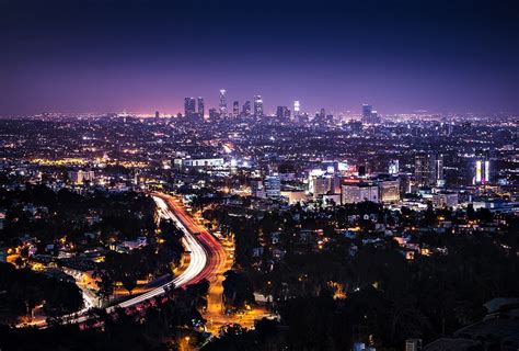 Los Angeles Skyline From Hollywood Bowl Overlook Los Angeles Skyline