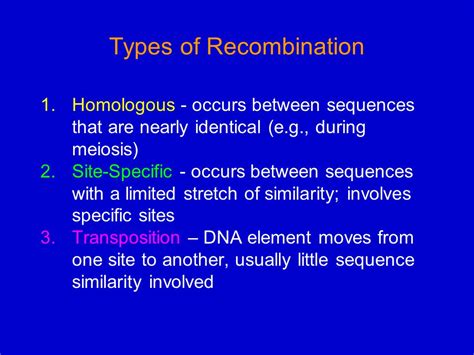 Dna Recombination Roles Types Homologous Recombination In Li Ppt Video Online Download
