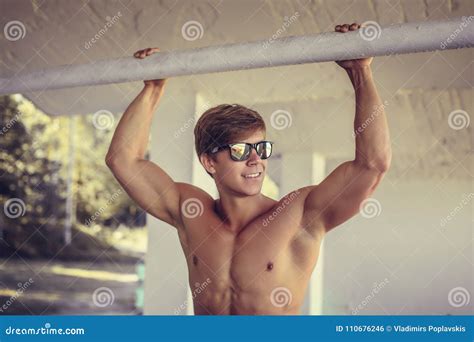 Muscular Guy In Sunglasses Stock Photo Image Of Nude Athletic