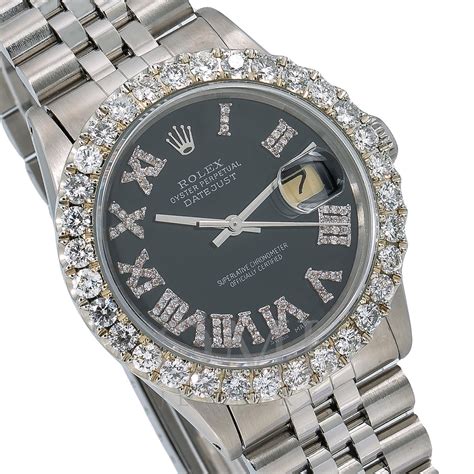 Rolex Oyster Perpetual Datejust 16014 36mm Black Diamond Dial With 32