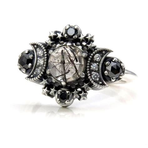 Elegant Gothic Wedding Rings Black Diamonds Skulls Sinister Details
