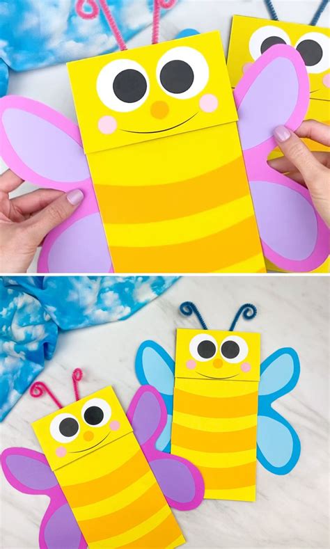 Paper Bag Butterfly Craft For Kids Free Template Paper Bag Crafts