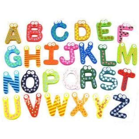 Free Shipping 26 Alphabet Wooden Colorful Cartoon Fridge Magnets