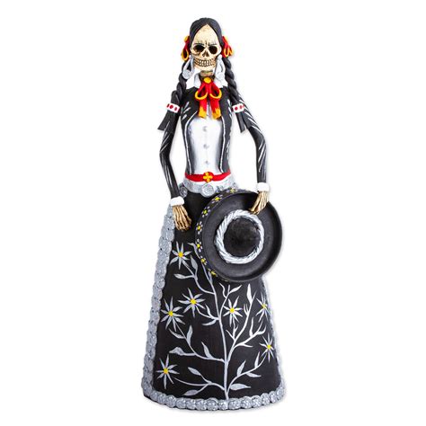 Handcrafted Day Of The Dead Ceramic Skeleton Sculpture Mariachi
