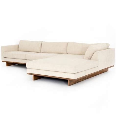 Ethan Modern Classic Cream Performance Sectional Sofa 86 Right Arm