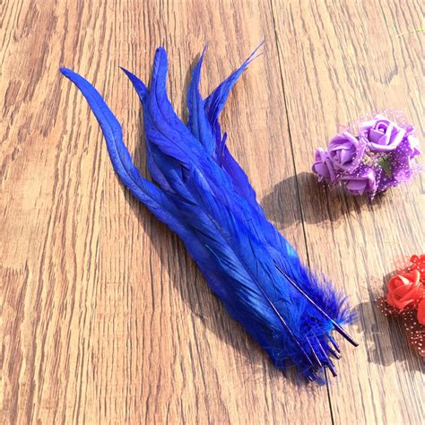 Free Shipping 200pcs Royal Blue Dyed Loose Rooster Coque Tails Feather 25 30cm 10 12 Inches For