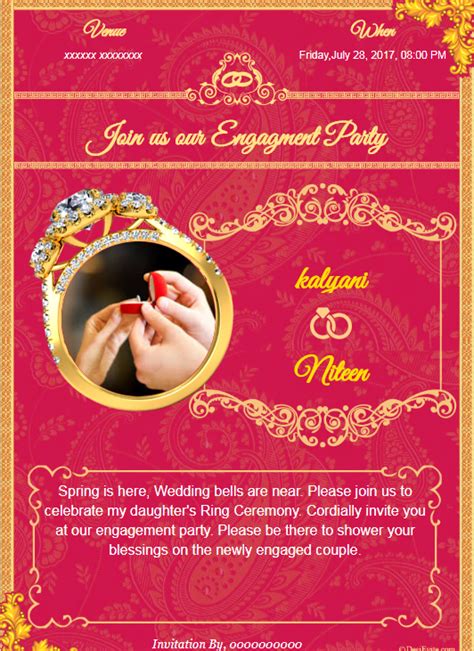 Indian Engagement Invitation Card Maker With Photo