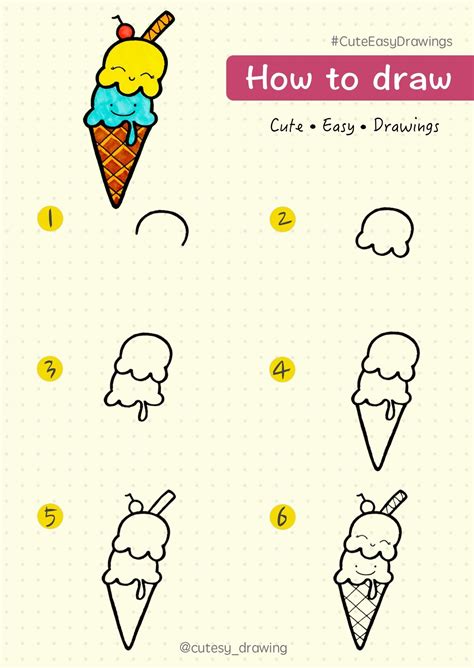 How To Draw A Cute Ice Cream at Drawing Tutorials