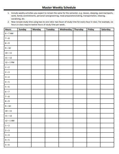 Weekly Study Schedule 10 Examples Format Pdf Examples
