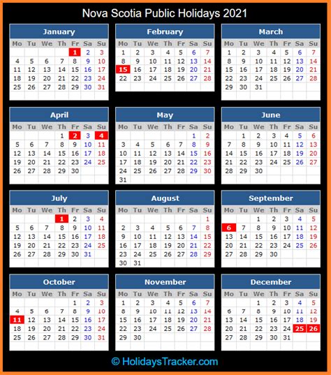 Nova Scotia Canada Public Holidays 2021 Holidays Tracker