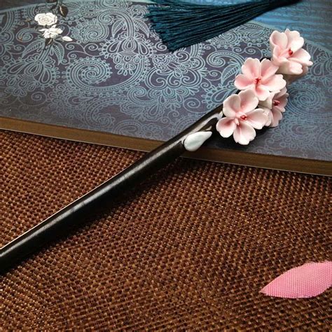 1pcs Chinese Hair Sticks Stylish Ceramic Hairpin Traditional Flower