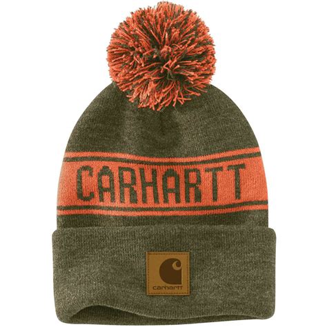 Carhartt Mens Knit Pom Pom Beanie Winter Moss Winter Moss One Size