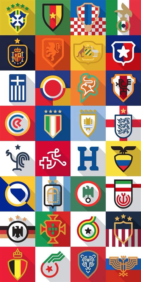 World Cup 2014 Team Crests Bola Kaki Bendera Sepak Bola