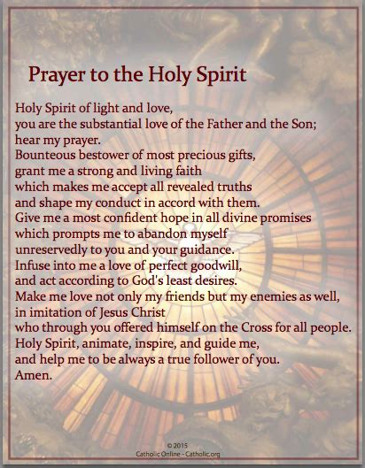 Prayer To The Holy Spirit Free Pdf Catholic Online Learning Resources