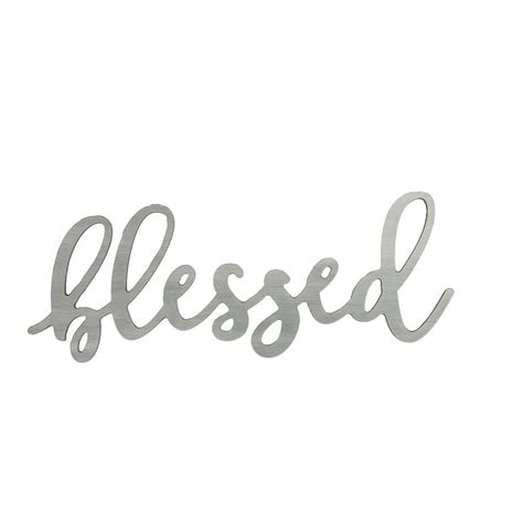 Wall Art Script Words Blessed Faux Metal 20 X 75