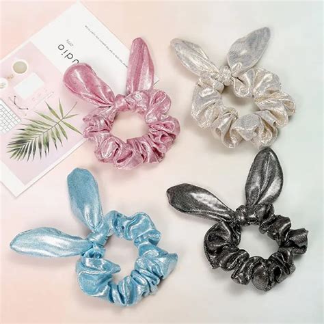 Women Girls Lovely Elastic Hair Bands Rabbit Ears Scrunchies Elastic