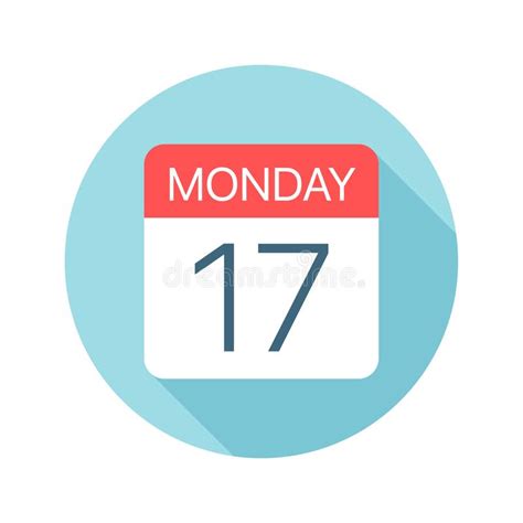 Monday 17 Calendar Icon Vector Illustration Of One Day Of Week Stock