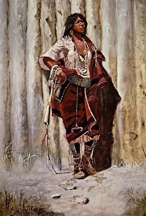 Indian Maid At The Stockade Art Print By Charles Marion Russell In