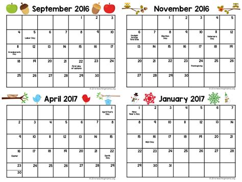 Template Printable For Monthly Calendar Lesson Plans For Childrens