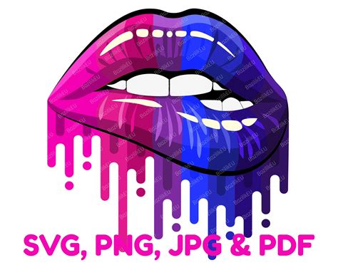 bisexual pride dripping lips svg lgbt pride flag tattoo art etsy