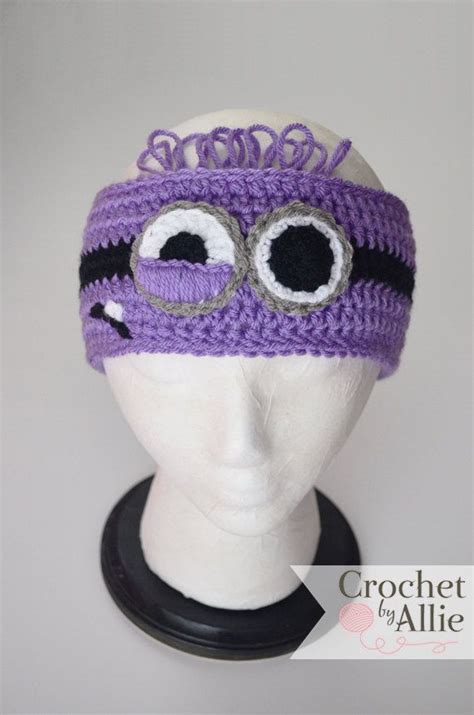 Minion Headband Earwarmer Despicable Me Purple By Crochetbyallie 16