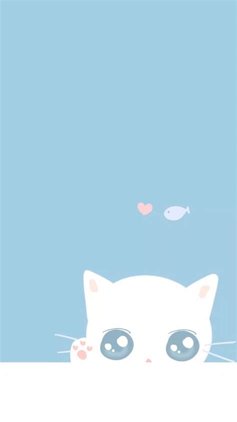 Download Cute Blue Phone Cat Fish Wallpaper