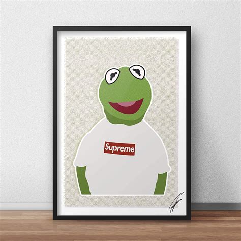 Kermit Supreme Inspired Printposter Uk Handmade