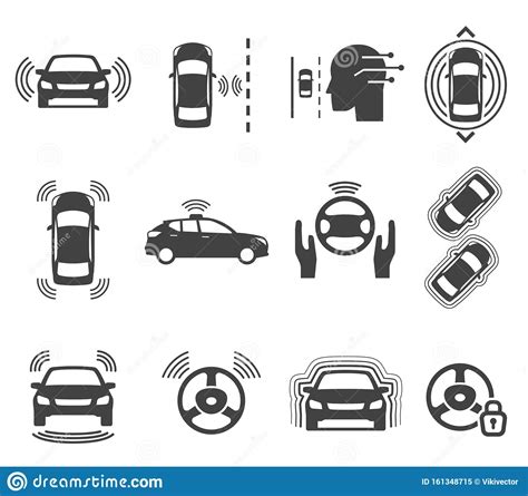 Autonomous Smart Car Glyph Icons Vector Set Stock Vector Illustration