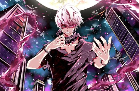 арт Motoki2211 аниме токийский гуль Tokyo Ghoul Kaneki Ken парень луна