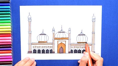 How To Draw Jama Masjid New Delhi Youtube