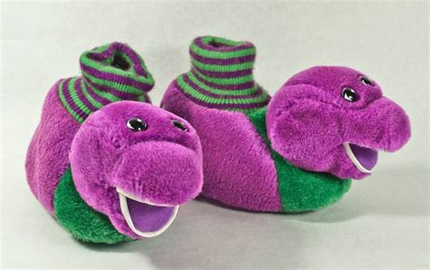 Plush Barney The Dinosaur Slippers Purplegreen Sz Med 7 8 Childs 65