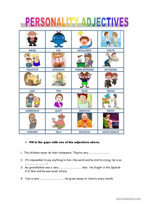 Personality Descriptions Pictionary English Esl Worksheets Pdf And Doc