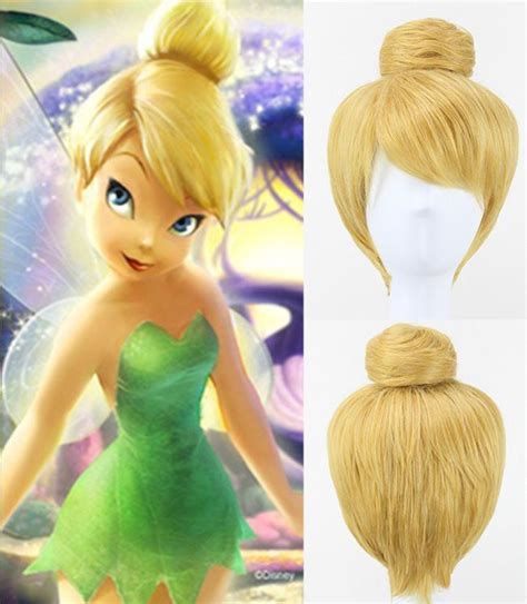 Tinker Bell Wig Yellow Cosplay Wigs Costume Short Straight Synthetic Hair Updo Tinkerbell