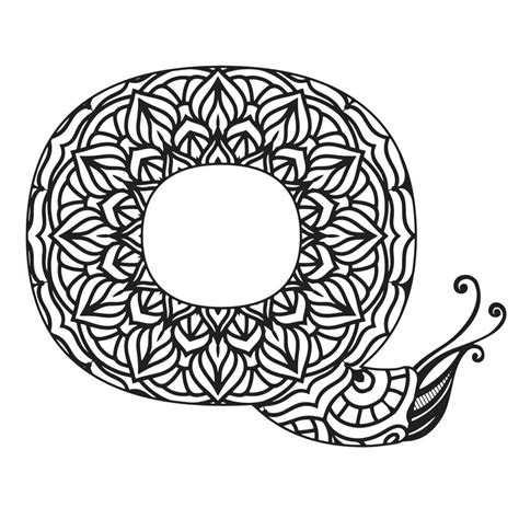 Zentangle Stylized Alphabet Mandala Letter Vector Illustration Black