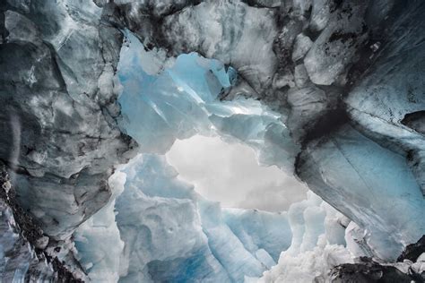Low Angle Scenic View Of Ice Cave Stock Photo