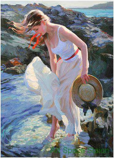 Vladimir Volegov Delicate Waters Seascape Oil Painting Beautiful Girls