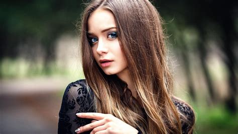 Sexy Blue Eyed Long Haired Brunette Teen Girl Wallpaper 4070 1920x1080 1080p Wallpaper