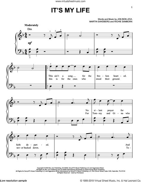Its My Life Sheet Music For Piano Solo Pdf Interactive