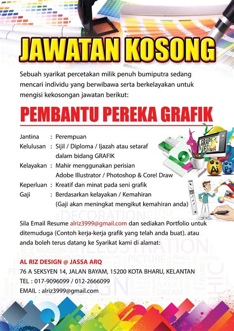 Graphic designer, pereka grafik, graphic designer / pereka grafik and more on indeed.com. jmc kota bharu: Jawatan Kosong Pembantu Pereka Grafik