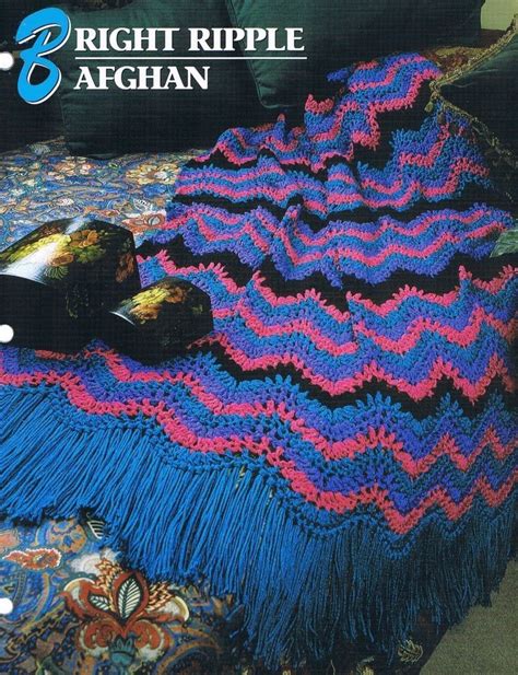 Bright Ripple Annies Attic Crochet Afghan Pattern Instructions Annie