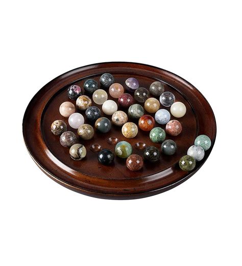 Wood And Semi Precious Stone Marbles Solitaire Game Wind And Weather