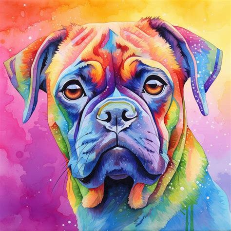 Premium Ai Image A Colorful Painting Of A Boxer Dog
